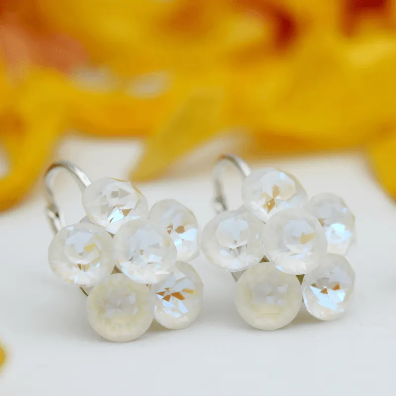 Mărgeluța Chaton Flower cercei Swarovski argint gri