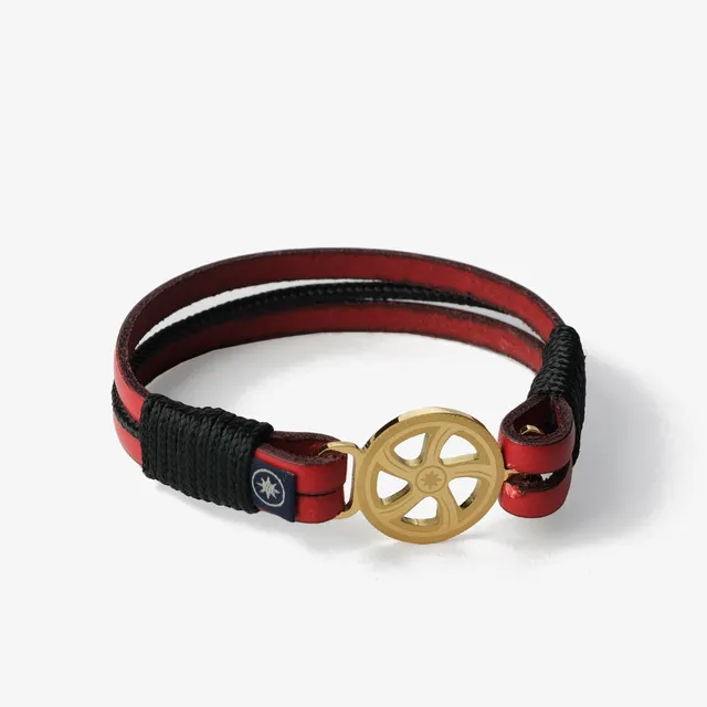 Old Skipper Scarlet Golden brățară piele timonă roșu
