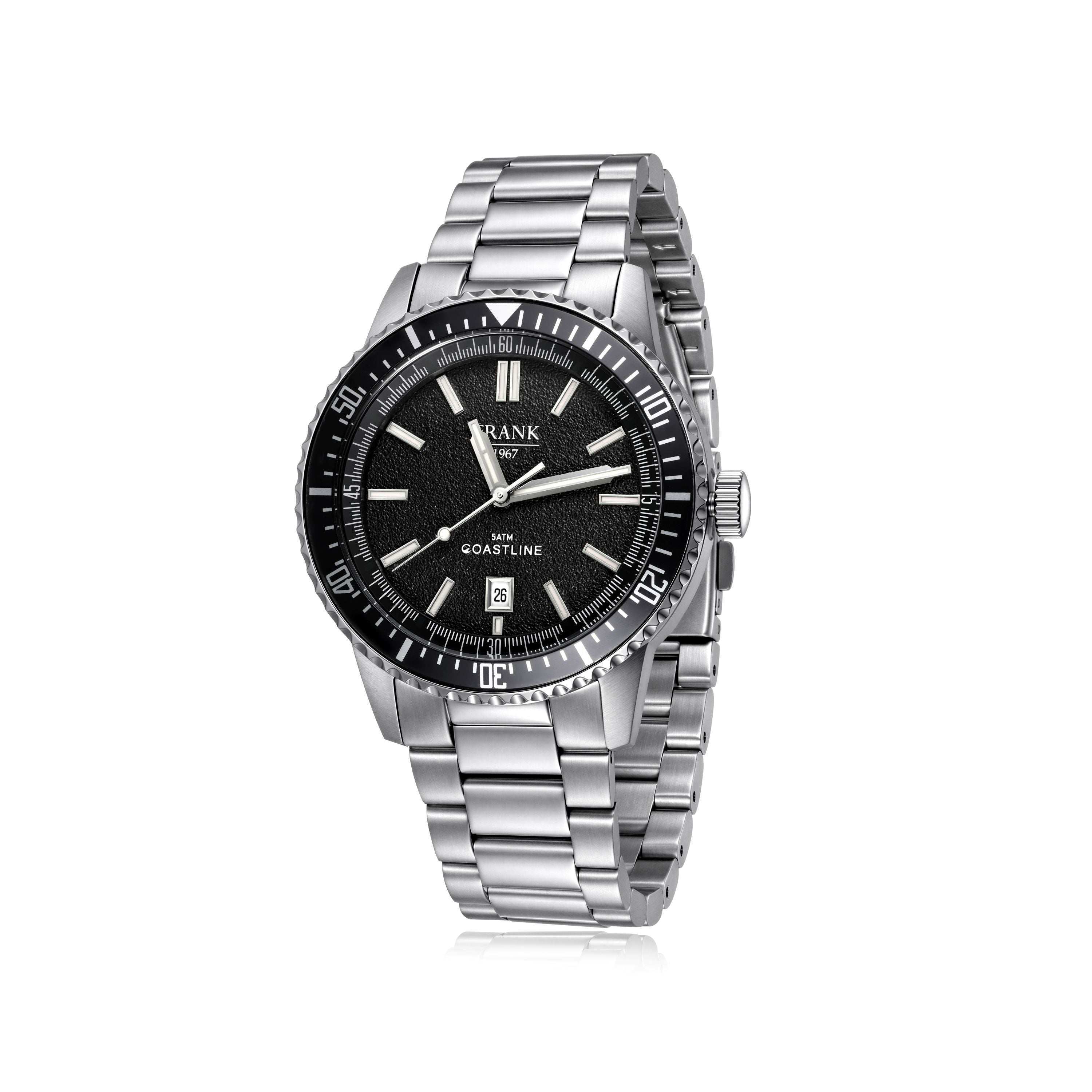 Frank 1967 ceas oțel cadran negru 40 mm