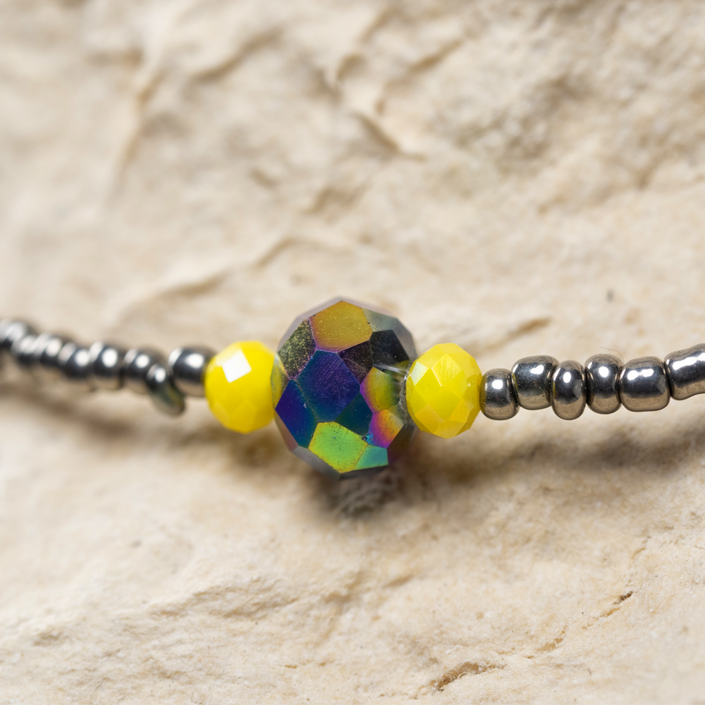 CrisFeather Alexis choker mărgele gri cu cristale