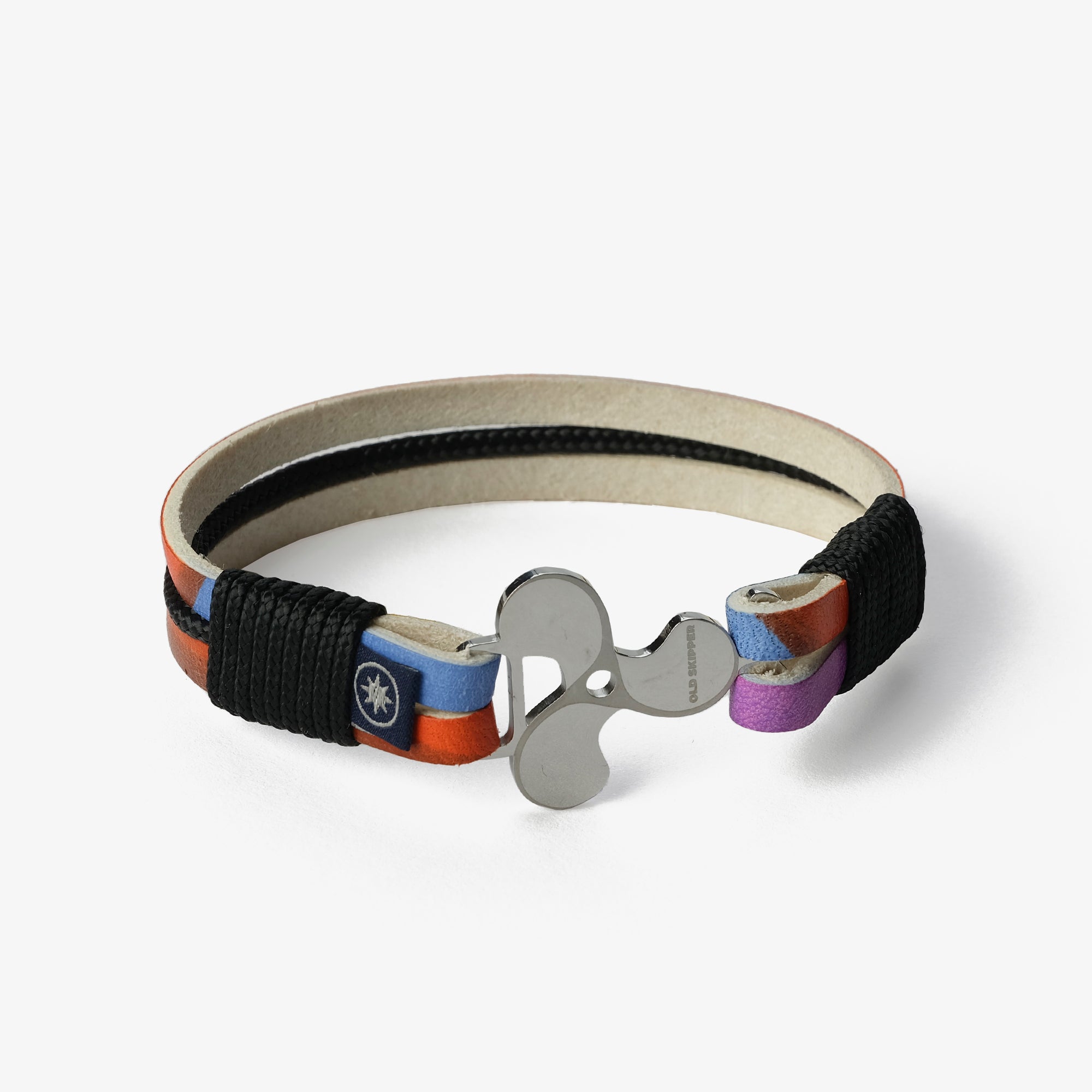 Old Skipper Pride brățară din piele Wheel multicolor-negru