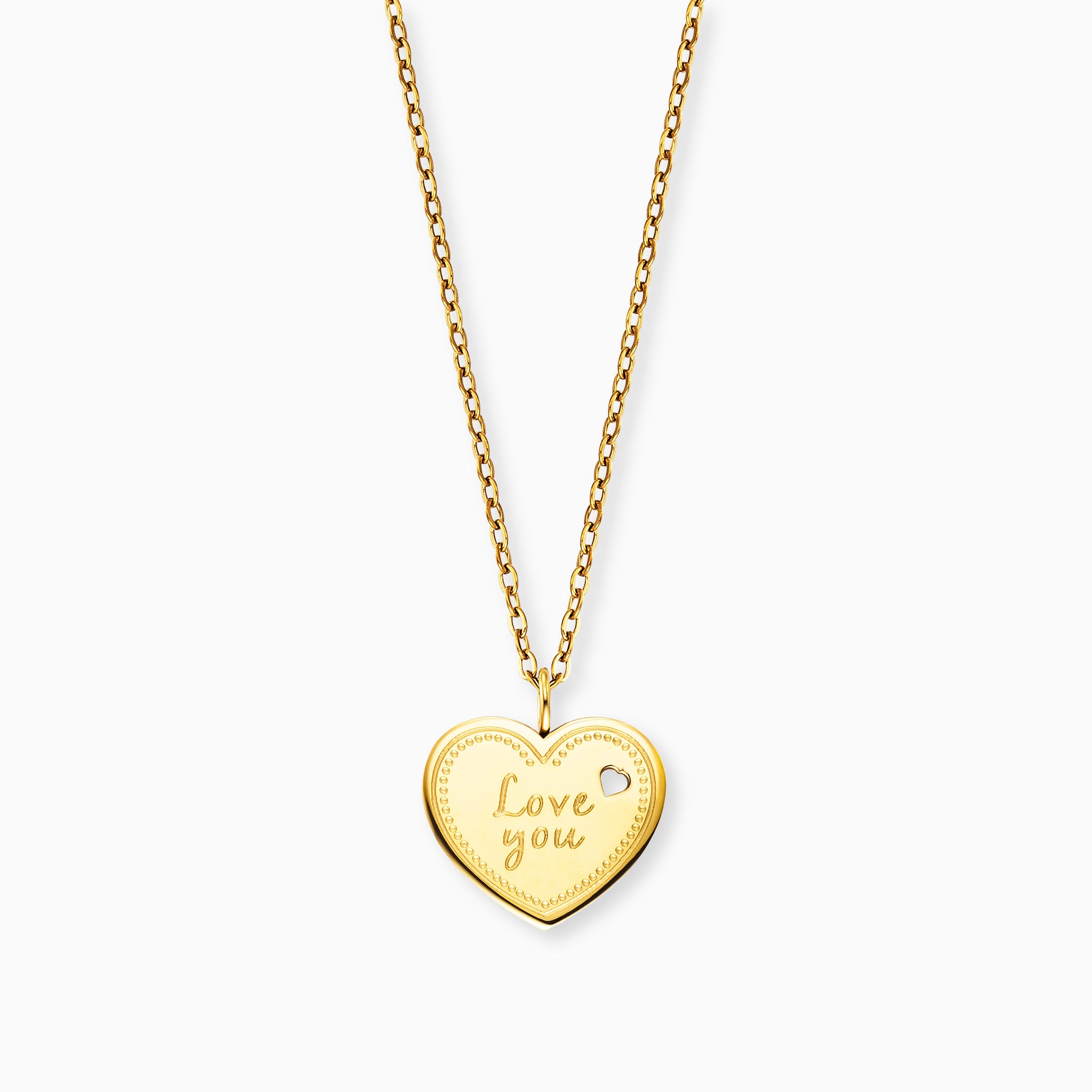 MySteel Love You colier oțel auriu inimă felicitare cadou