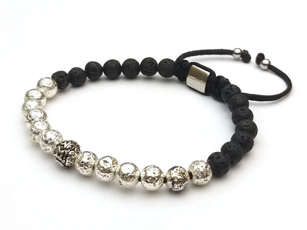 Dualstax Silver Lava Stone brățară lavă negru-argintiu