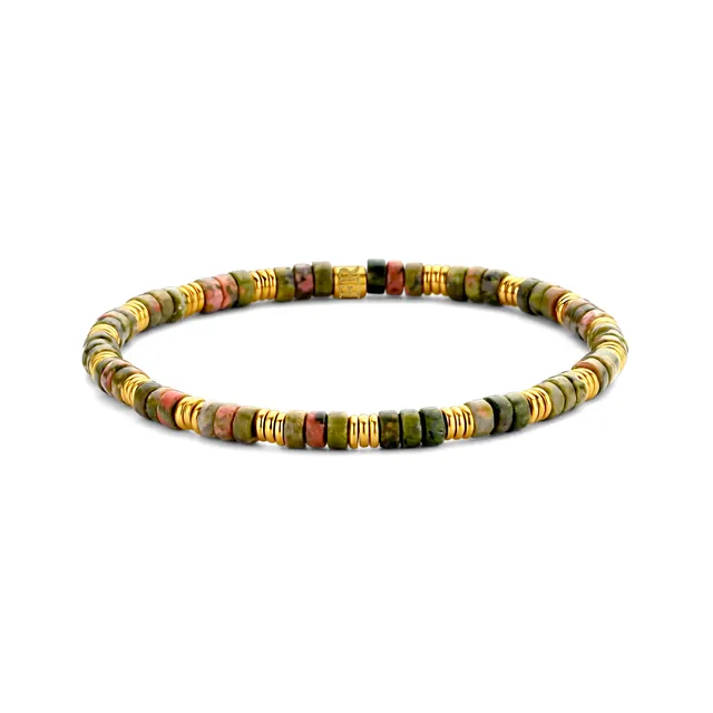 Frank 1967 Natural Stone Disc Bead bratara verde 18,5 cm