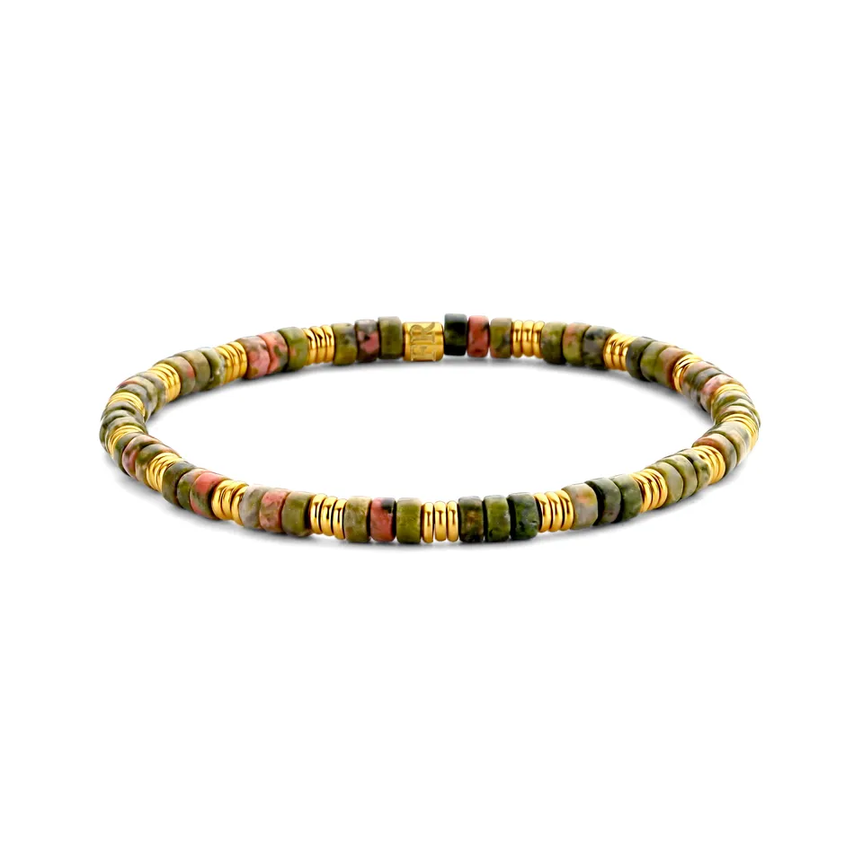 Frank 1967 Natural Stone Disc Bead bratara verde 18,5 cm