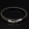Dualstax Lotus brățară piele neagră argint 925