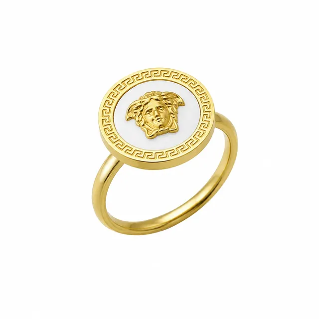 Rafini Imperial Medusa White inel auriu marime 7