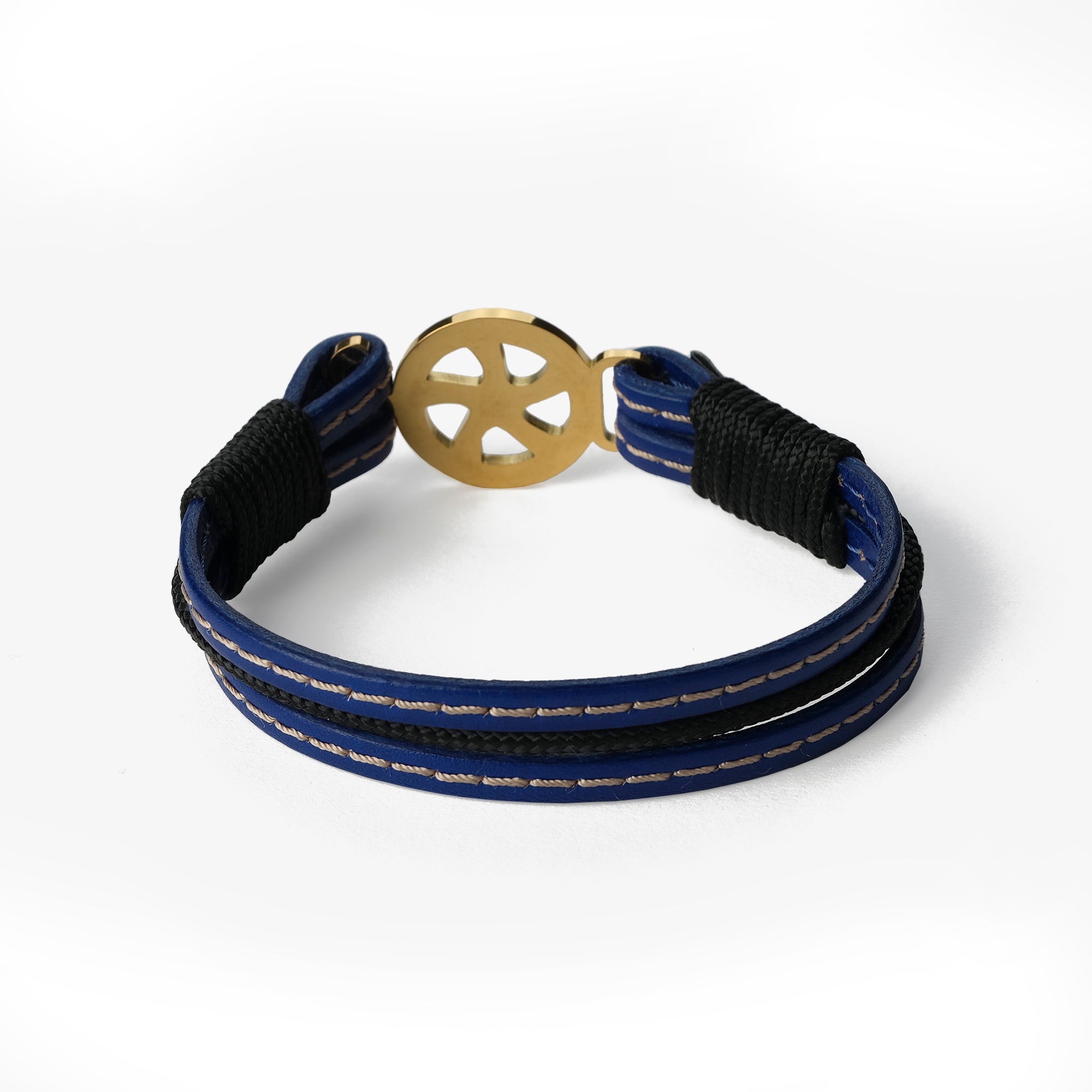 Old Skipper Azure Berry Wheel bratara piele albastra cusuta