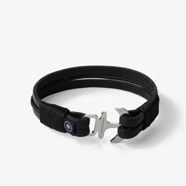 Old Skipper Jack Tar bratara piele neagra ancora