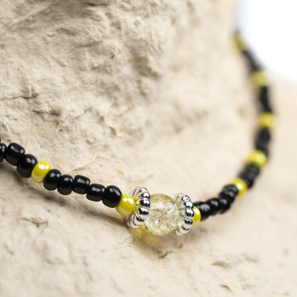 CrisFeather Beez choker margele negru galben