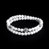 DualStax Howlite Argint brățară bărbați double wrap 6 mm