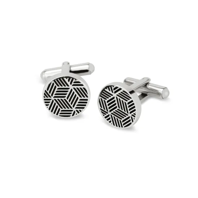 Frank 1967 Striped Pattern butoni camasa argintii