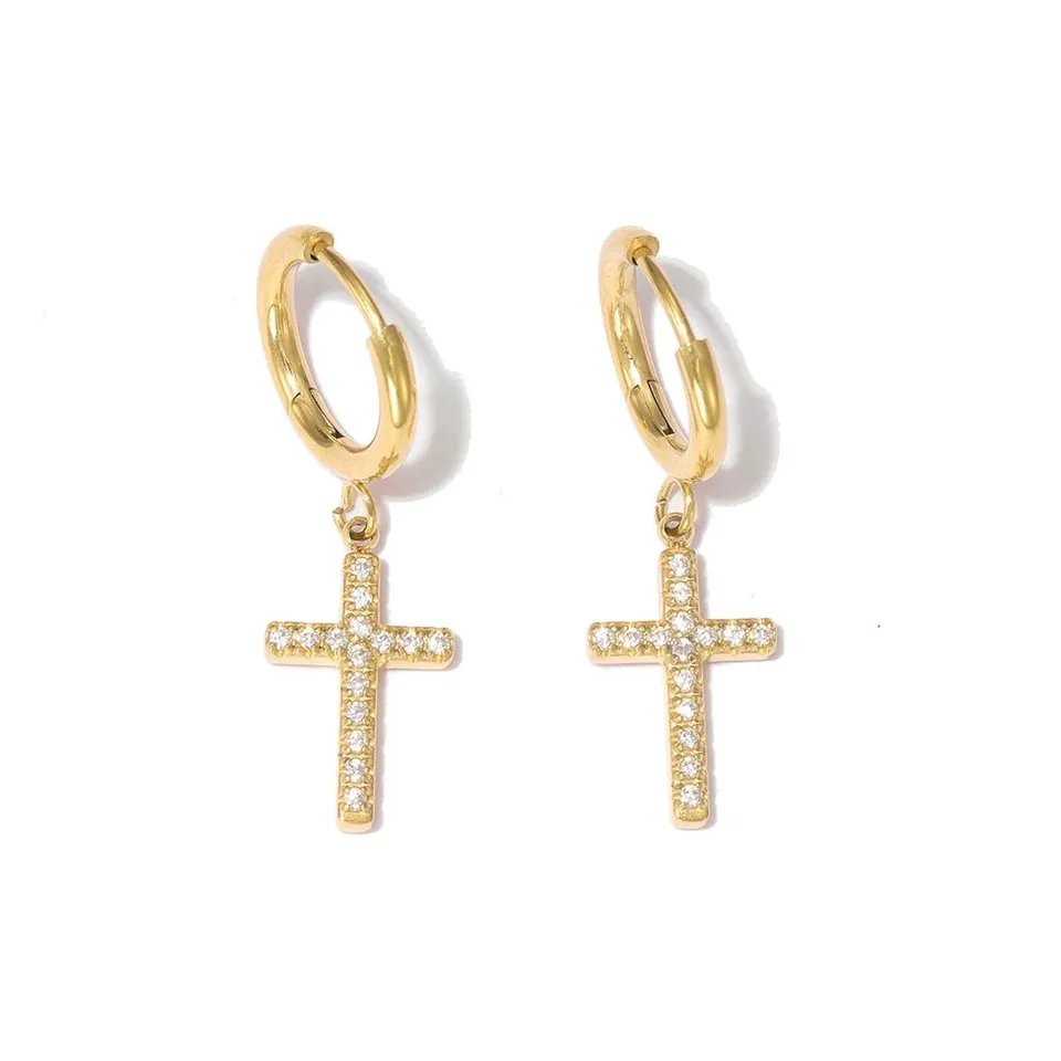 Rafini Golden Cross cercei placat aur 18K cruce