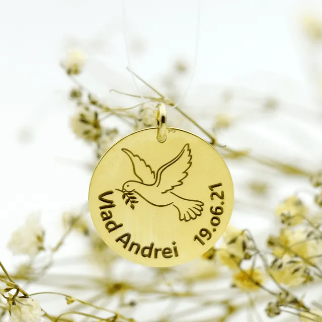 Margeluta.dincristal Banut Personalizat pandantiv argint aurit 2cm