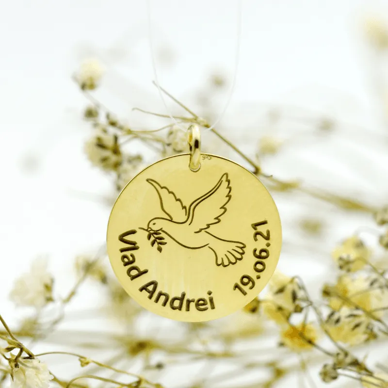 Margeluta.dincristal Banut Personalizat pandantiv argint aurit 2cm