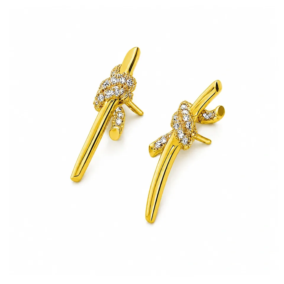 Rafini Crystal Blade Gold cercei aur 18K cristal lungi