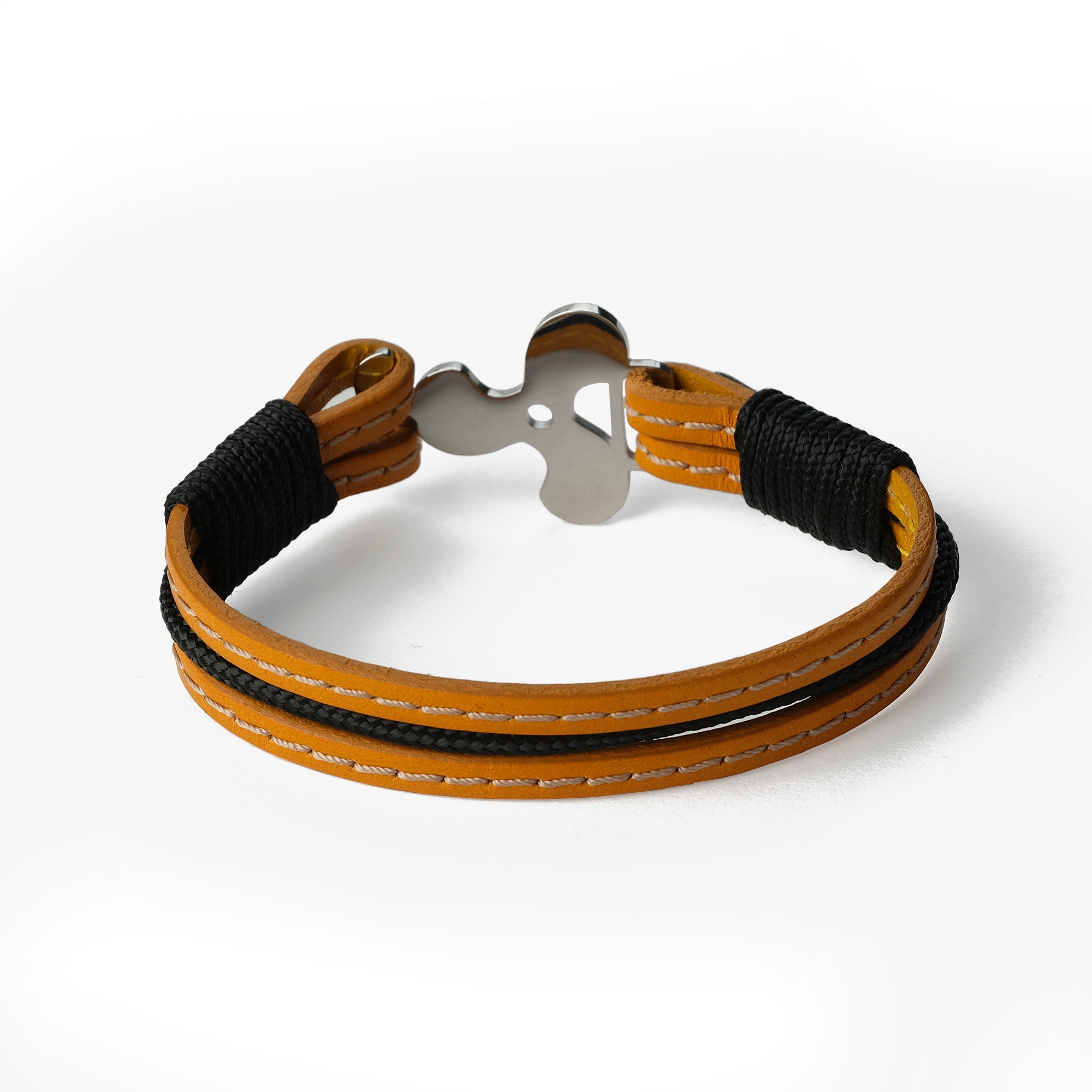 Old Skipper Sunburst bratara piele mustar elice