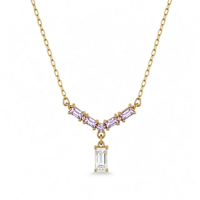 Rafini Amethyst Gold lantisor ametist placat aur