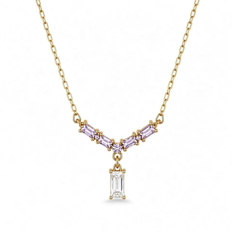 Rafini Amethyst Gold lantisor ametist placat aur