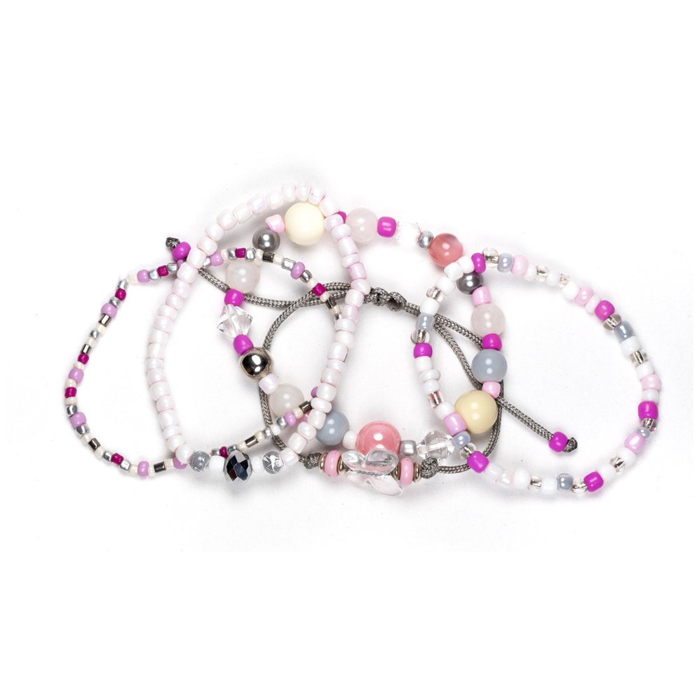 CrisFeather Lovely Pink set 5 brățări roz cristale