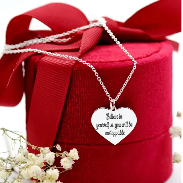 Margeluta Inimioara lantisor argint 925 gravat Believe 45 cm