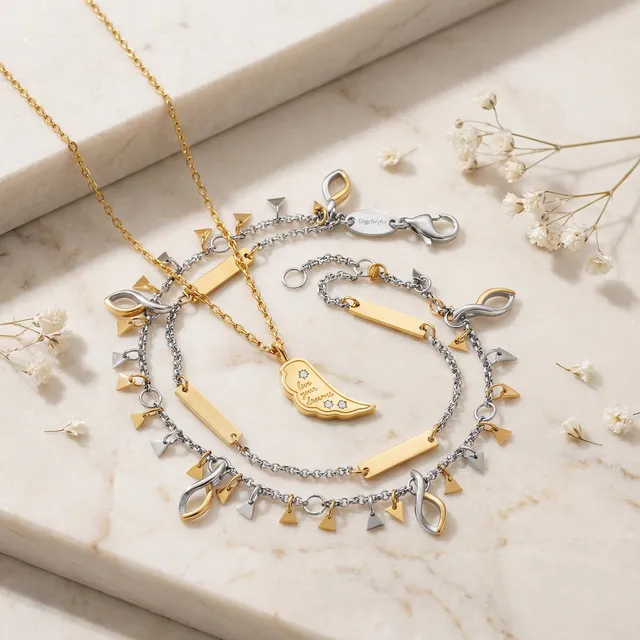 Engelsrufer Boho Triangle set brățară + colier bicolor