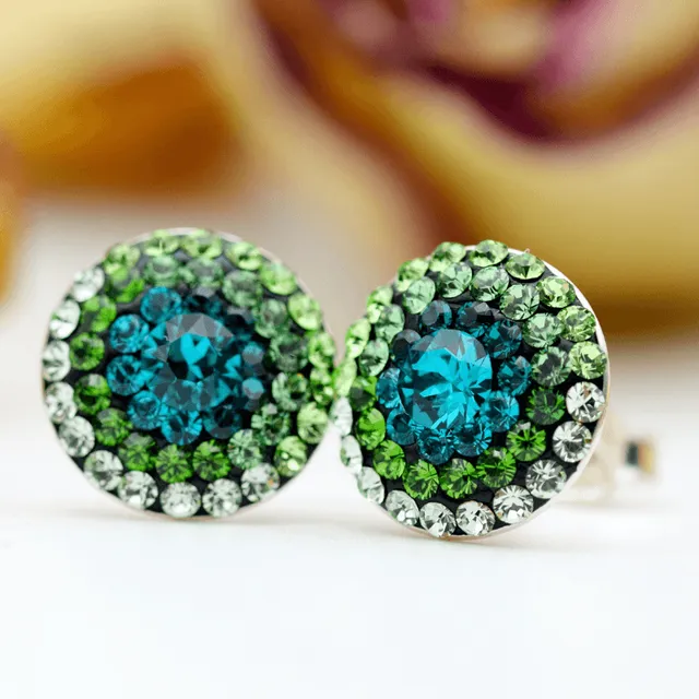 Margeluta.dincristal Big Chaton Ball Green cercei cu surub verzi