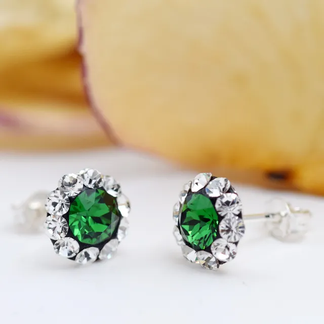Margeluta.dincristal Chaton Ball cercei argint 925 verde fern