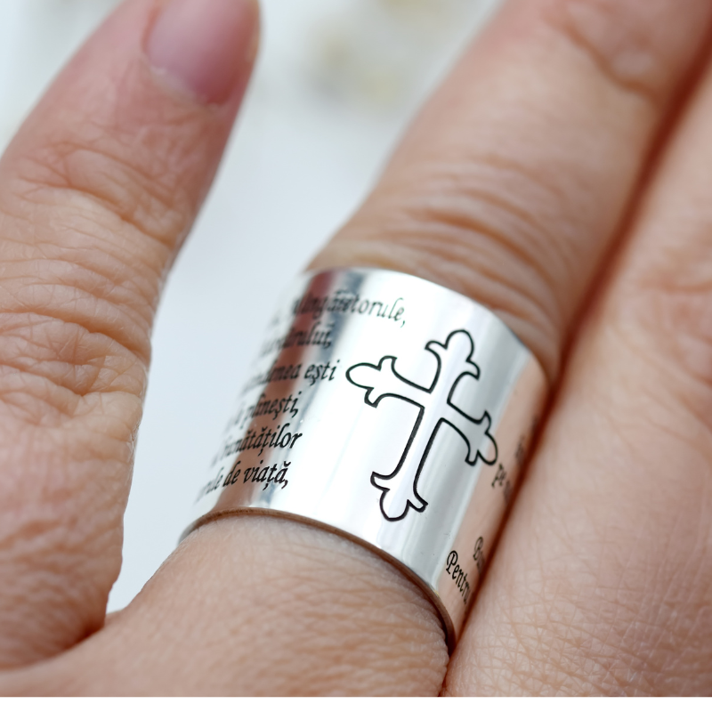 Margeluta.dincristal Împărate Ceresc inel reglabil argint personalizat