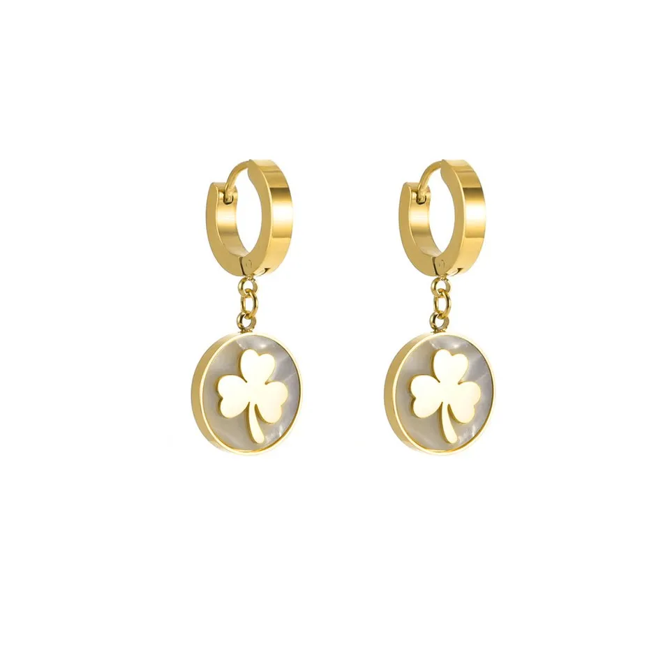 Rafini Golden Clover cercei placati aur 18K