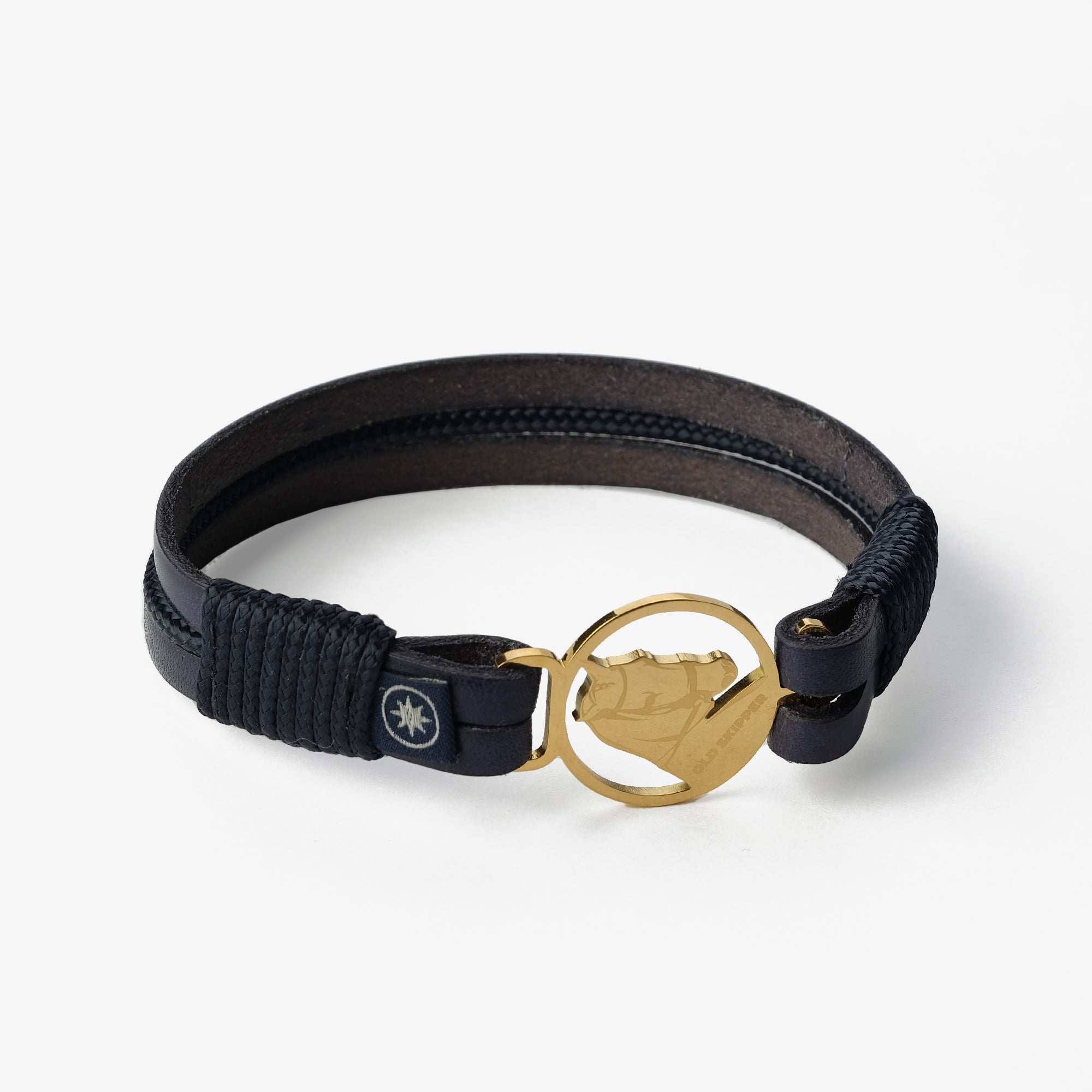 Old Skipper Jack Tar Golden bratara piele neagra cal auriu