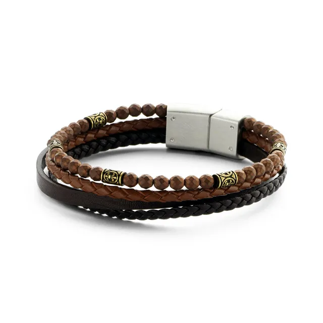 Frank 1967 Hematite bratara piele maro 21 cm