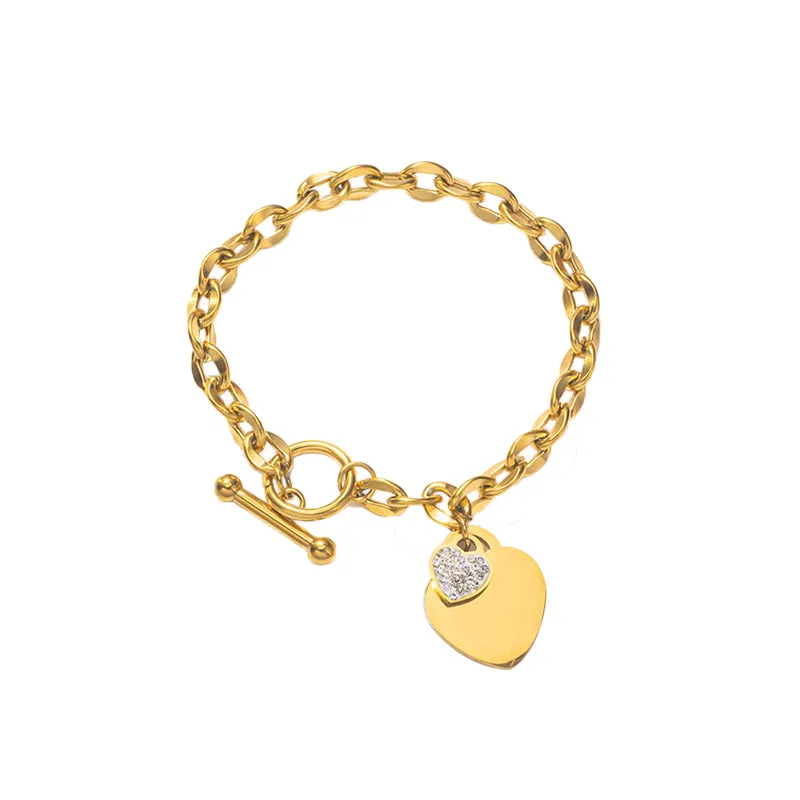 Rafini Gold Heart OT brățară placată aur 18K