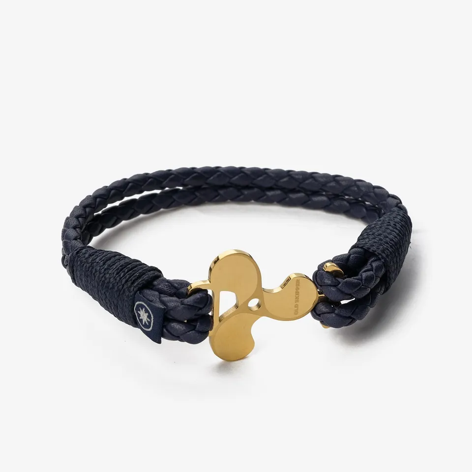 Old Skipper Sea Braided brățară piele nappa bleumarin