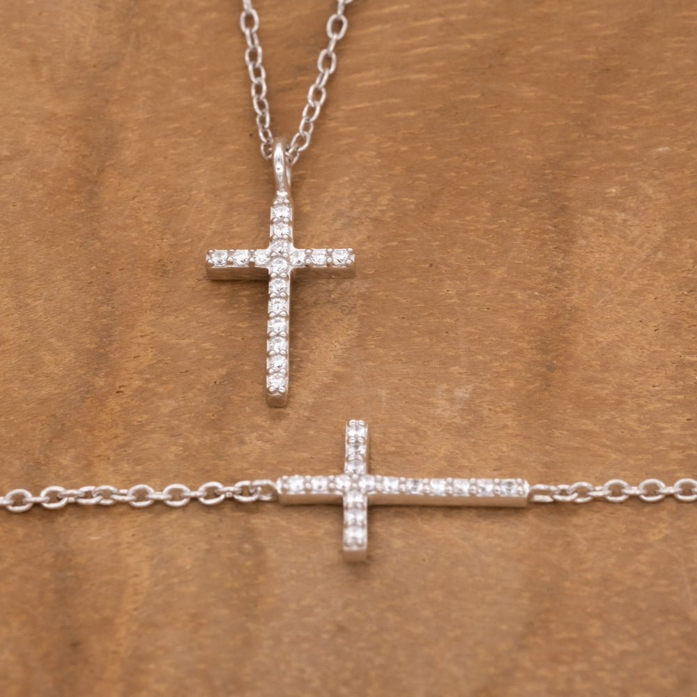 Engelsrufer Kreuz bratara argint 925 zirconia reglabila