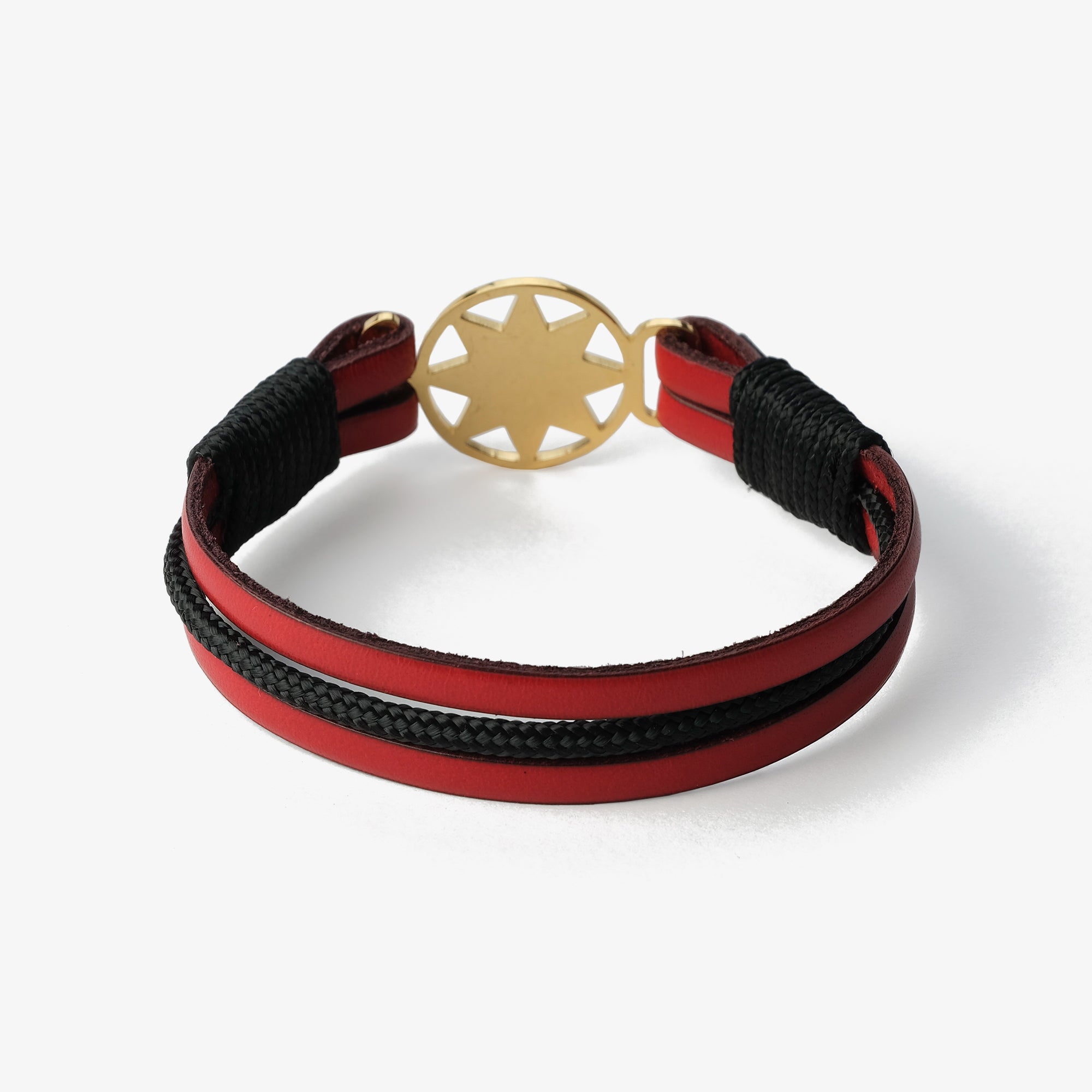 Old Skipper Scarlet bratara piele rosie-neagra aurie
