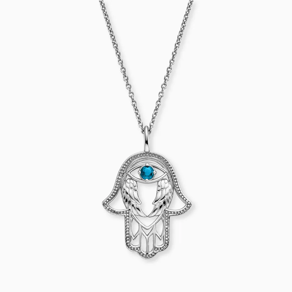 Engelsrufer Fatima colier argint 925 mâna zirconia albastru