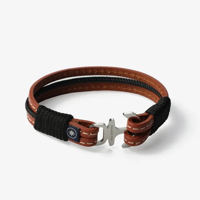 Old Skipper Earth's Embrace brățară piele ancoră maro 18cm