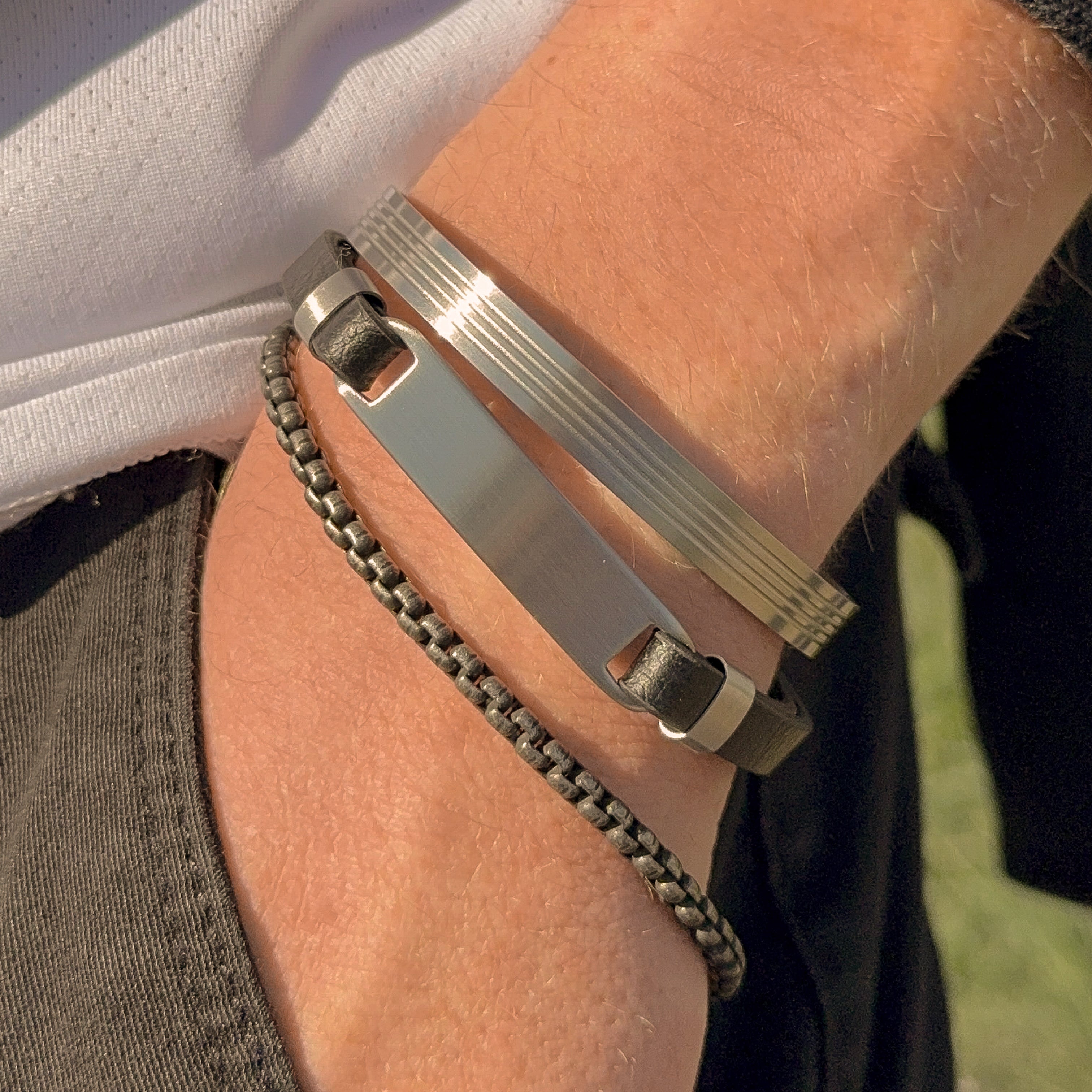 Frank 1967 Bangle Grooved Design brățară silver oțel