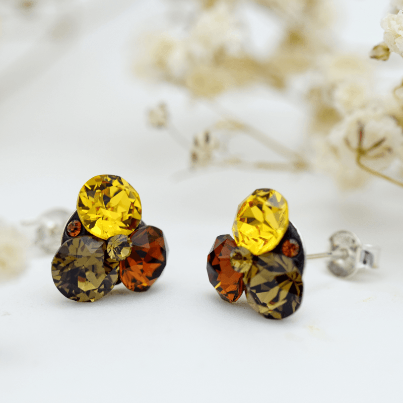 Margeluta.dincristal Trio Chaton autumn cercei argint surub 13mm