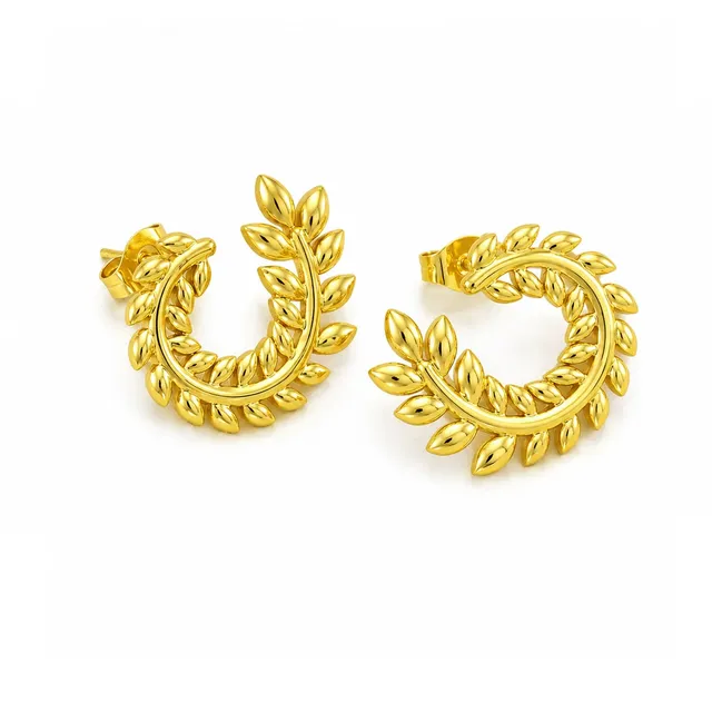 Rafini Golden Leaves cercei aurii placati aur 18K