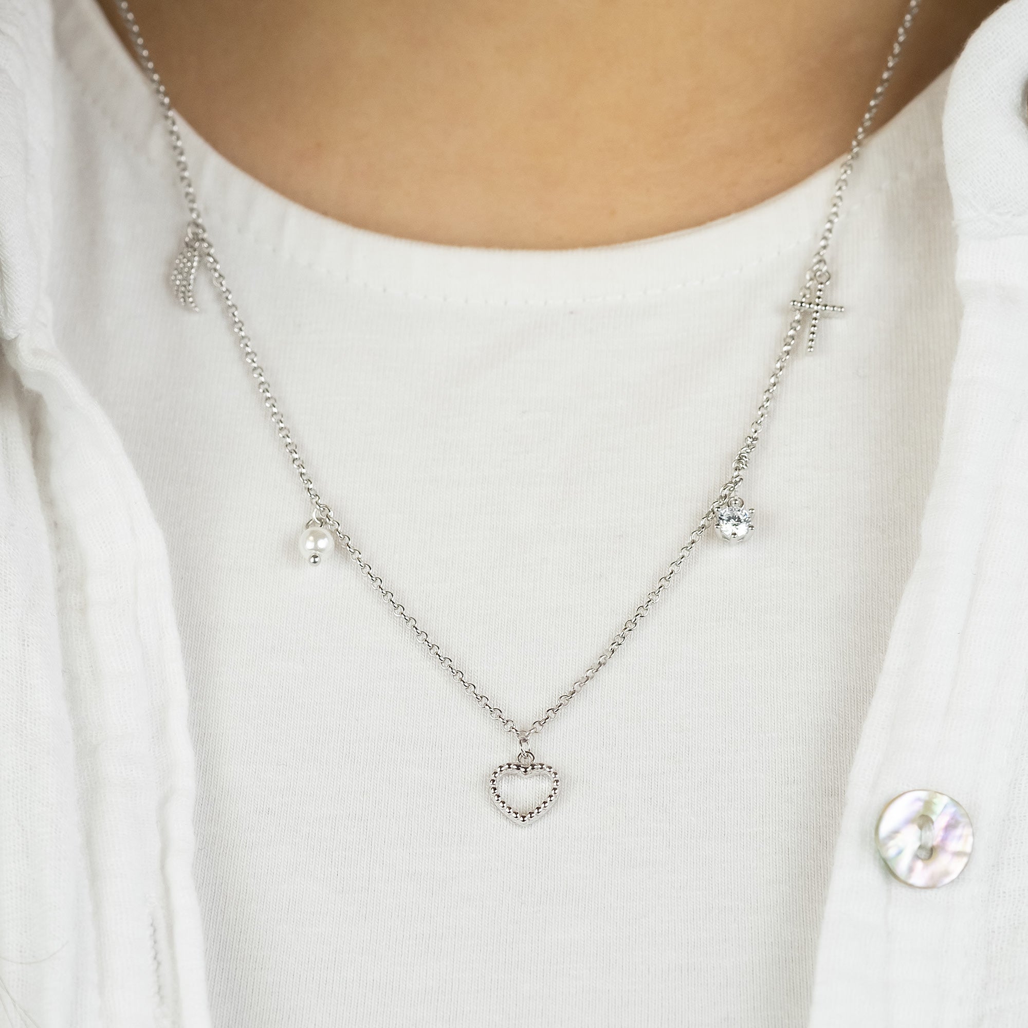 Colier Engelsrufer Glaube Liebe Hoffnung argint cu zirconia