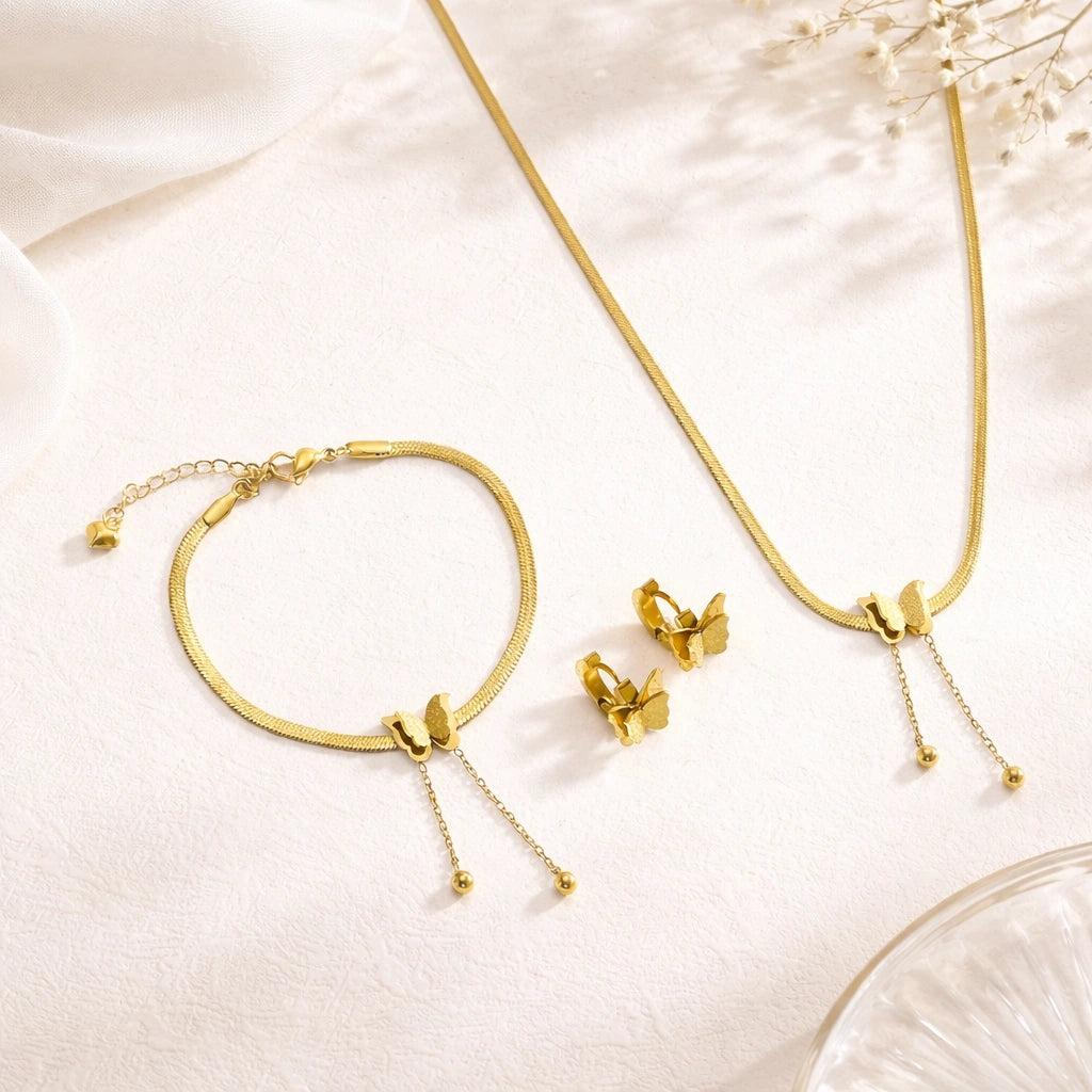 Rafini Golden Butterfly set auriu reglabil fluture