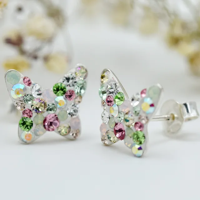 Margeluta.dincristal Big Butterfly Fluturaș cercei argint 925 șurub