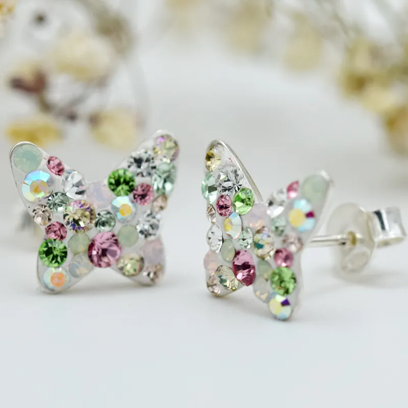 Margeluta.dincristal Big Butterfly Fluturaș cercei argint 925 șurub