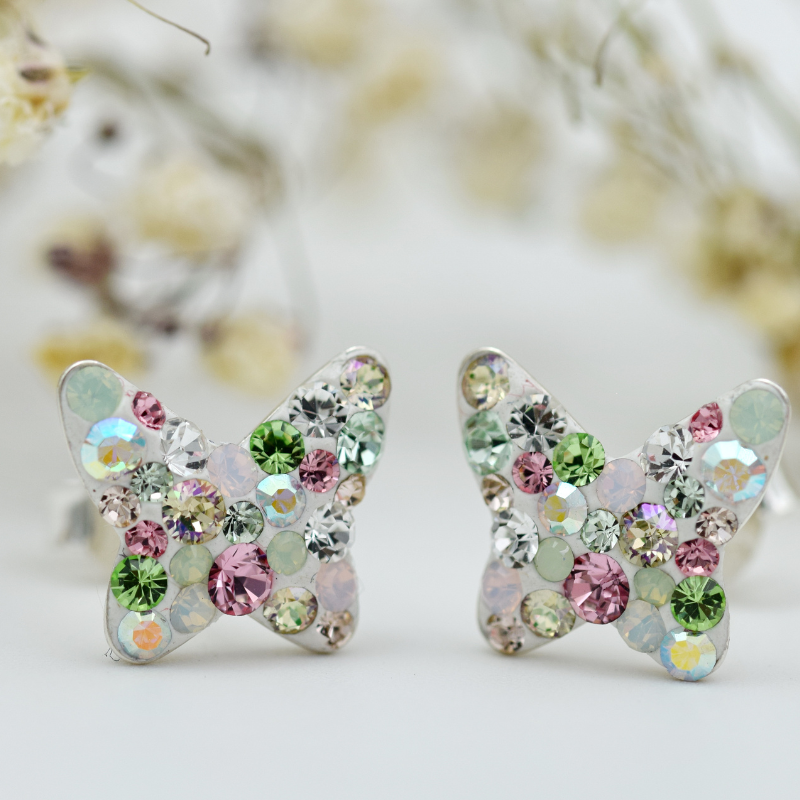 Margeluta.dincristal Big Butterfly Fluturaș cercei argint 925 șurub