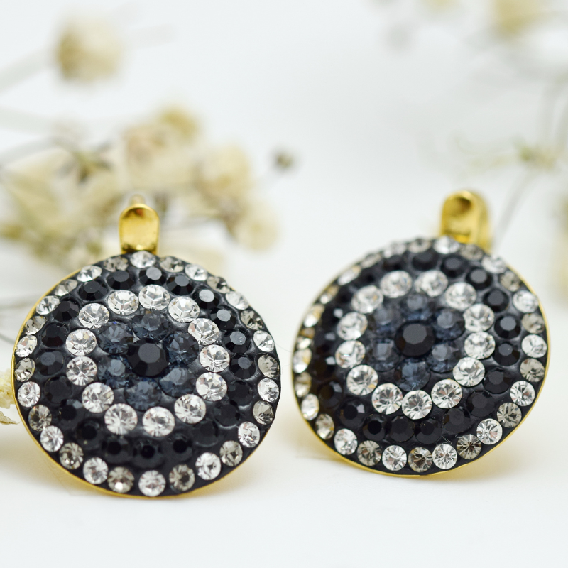 Chaton Queen Cercei aurii argint 925 suflat aur Swarovski Preciosa