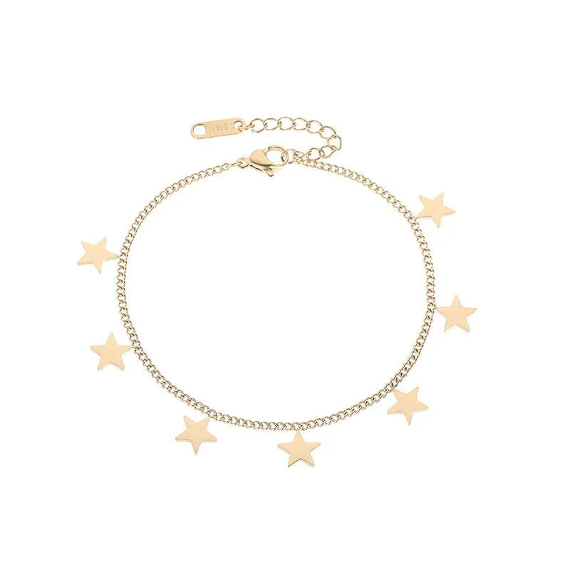 Rafini Full Stars bratara aurie cu stele placata 18K