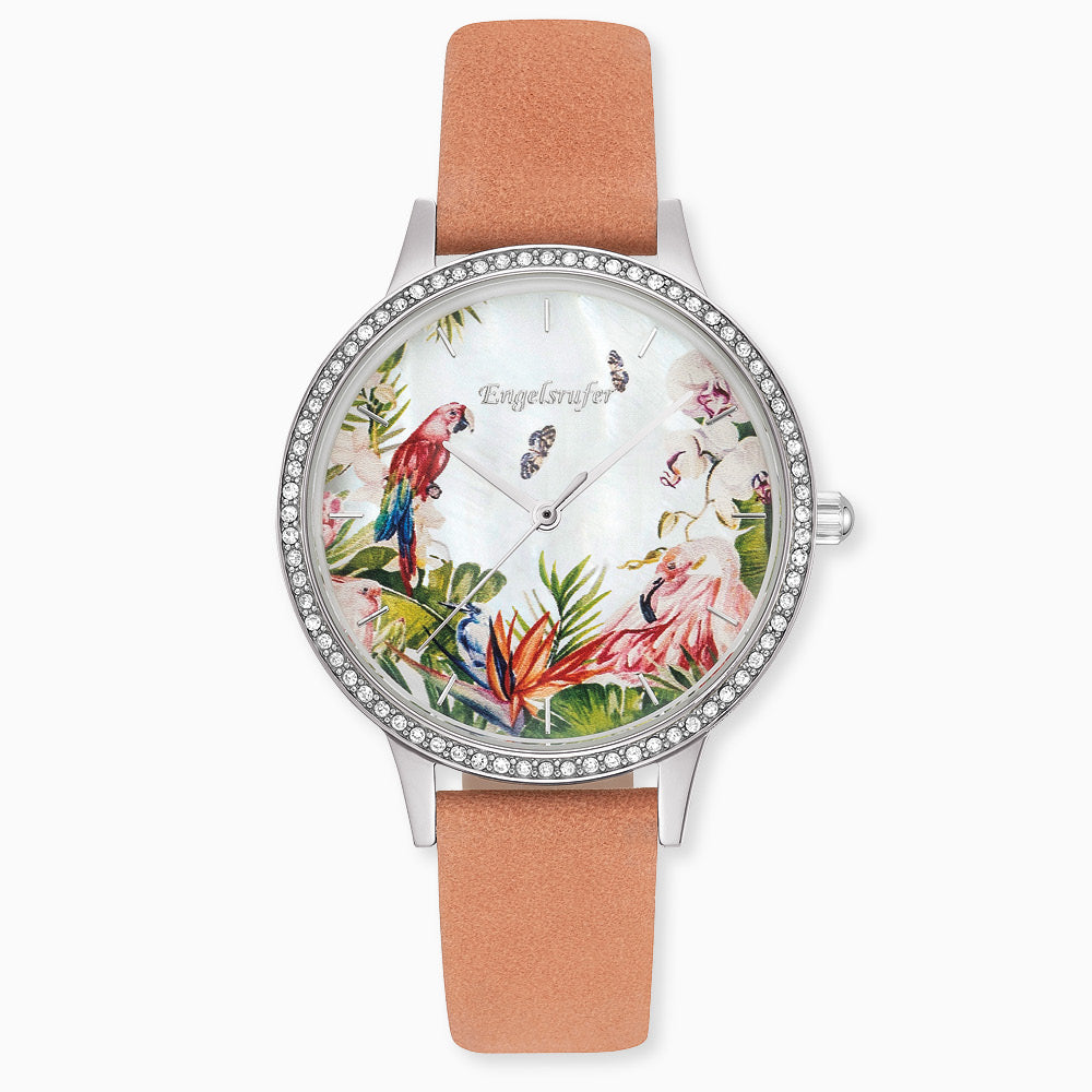 Engelsrufer Paradise set ceas damă sidef coral + mesh