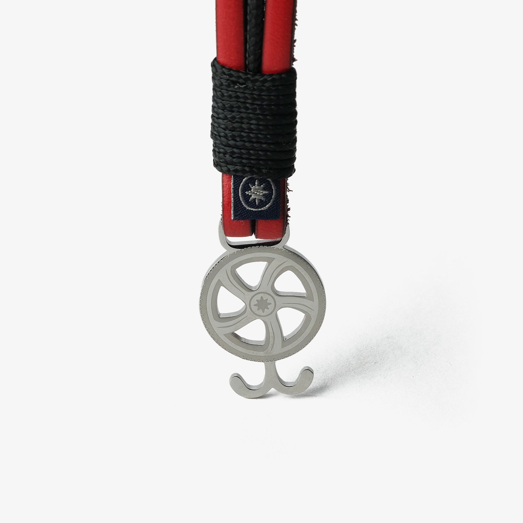 Old Skipper Scarlet bratara piele rosu-negru ancora